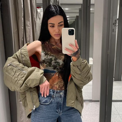 Women's American Flight Loose Baseball Thin Cotton Jackets
