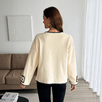 Women's Crew Neck Casual Loose Edge Cardigans