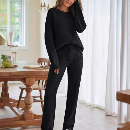 Women's Round Neck Long Sleeve Trousers Thick Suits