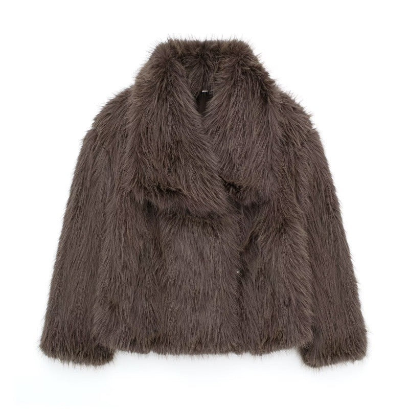 Women's Cool Autumn Lapel Fur Plush Coats