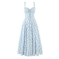 Women's Dignified Hollow Stitched Backless Large Swing Waist Trimming Spaghetti Dresses
