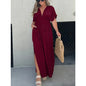 Solid Color Bat Sleeve Elastic Waisted Slimming Dresses