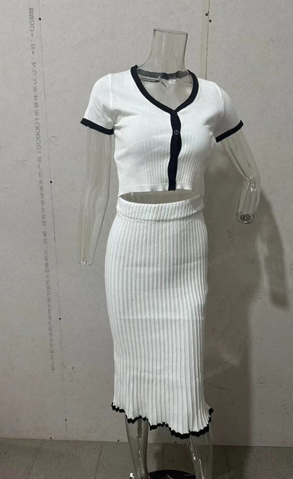 Women's Graceful Summer Contrast Color Stretch Suits