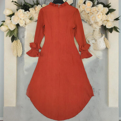 Women's Sexy Ruffles Solid Color Long Sleeve Dresses