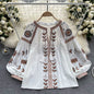 Women's Ethnic Style Design Sense Tassel Long Sleeve Loose Round Blouses