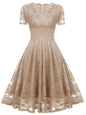Women's Spring Floral Sleeve Zip Lace Dress Dresses