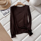 Soft Glutinous Slim Fit Base Long Blouses