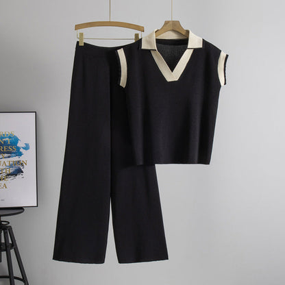 Women's Knitted Two-piece Summer Loose Slimming Fashion Suits