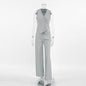 Women's Cotton Linen Khaki Two-piece Autumn Casual Suits