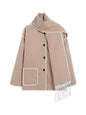 Women's Fashion Woolen Thick Loose With Scarf Coats