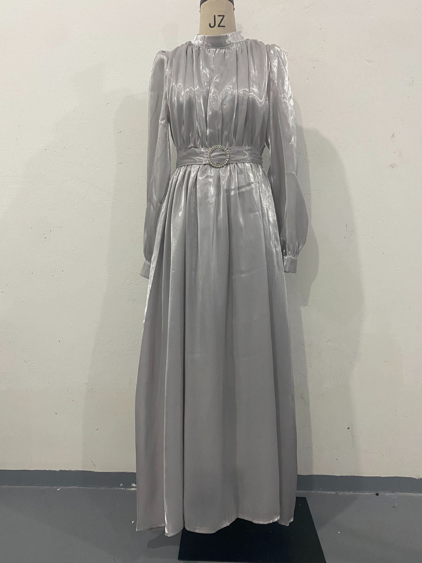 Organza Lantern Sleeve Long Slim Fit Dresses