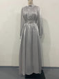 Organza Lantern Sleeve Long Slim Fit Dresses