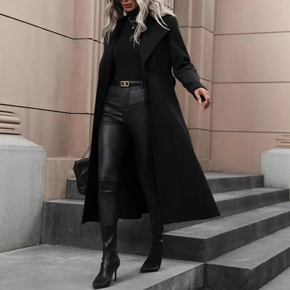 Autumn Lady Minimalist Basic Belt King-size Coats