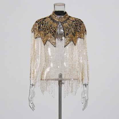 Women's Style High-grade Waistcoat Niche Beaded Tassel Coats