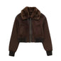 Women's Fashion Solid Color Polo Collar Loose Coats
