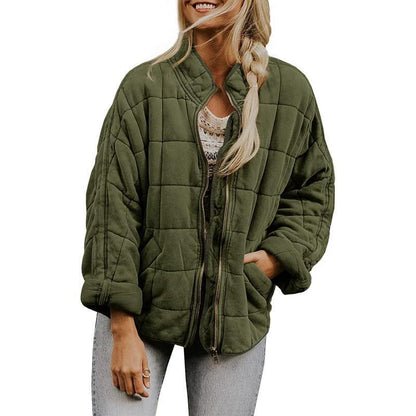Women's Solid Color Stand-up Collar Loose Pockets Long Coats