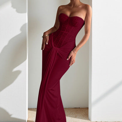 Long Dress Waist Slimming Ribbon Tube Dresses