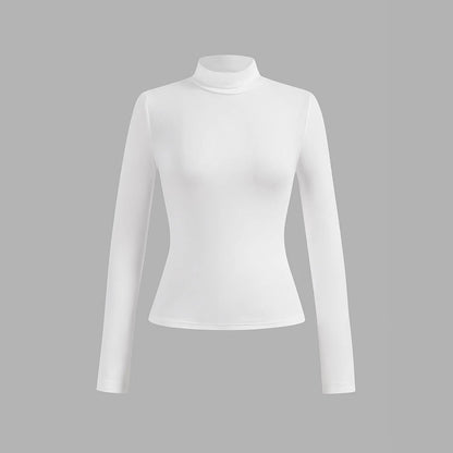 Women's Solid Color Casual Set Turtleneck Long Blouses