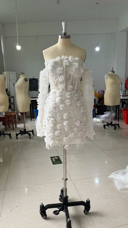 Women's Bride Marriage Engagement Dinner Temperament Long Sleeve Banquet Wedding Dresses