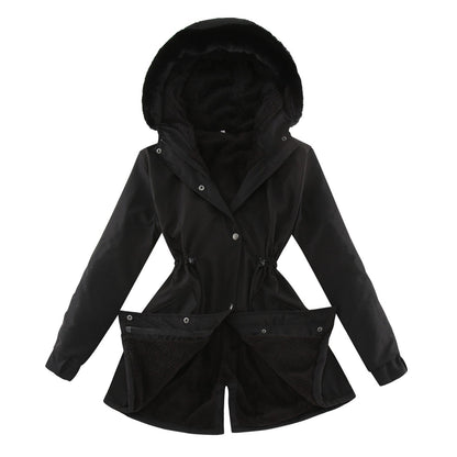 Women's Clothes Mid-length Hooded Winter Lamb Wool Coats