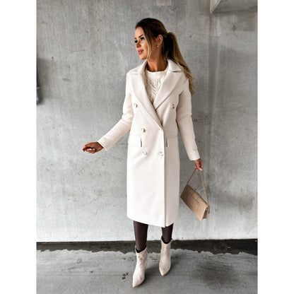 Women's Minimalist Long Sleeve Double Breasted Woolen Coats