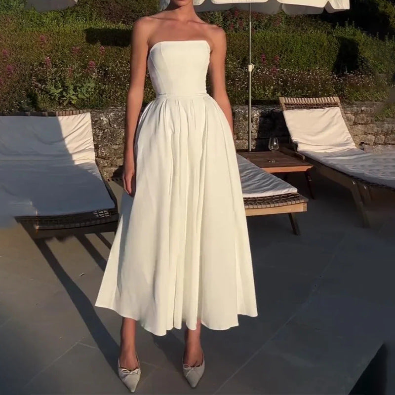 Summer Fashion Sexy Tube Pleated Dress Dresses