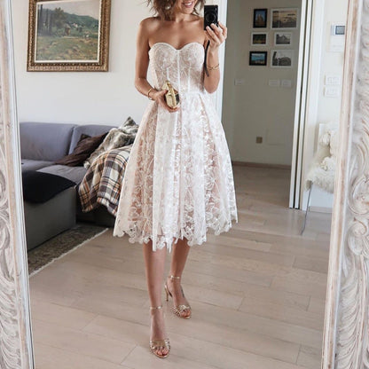 Sexy Temperament Tube Lace Stitching Flower Beautiful Waist Tops