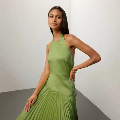 Women's Summer Fashion Casual Pleated Cloth Halter Dresses