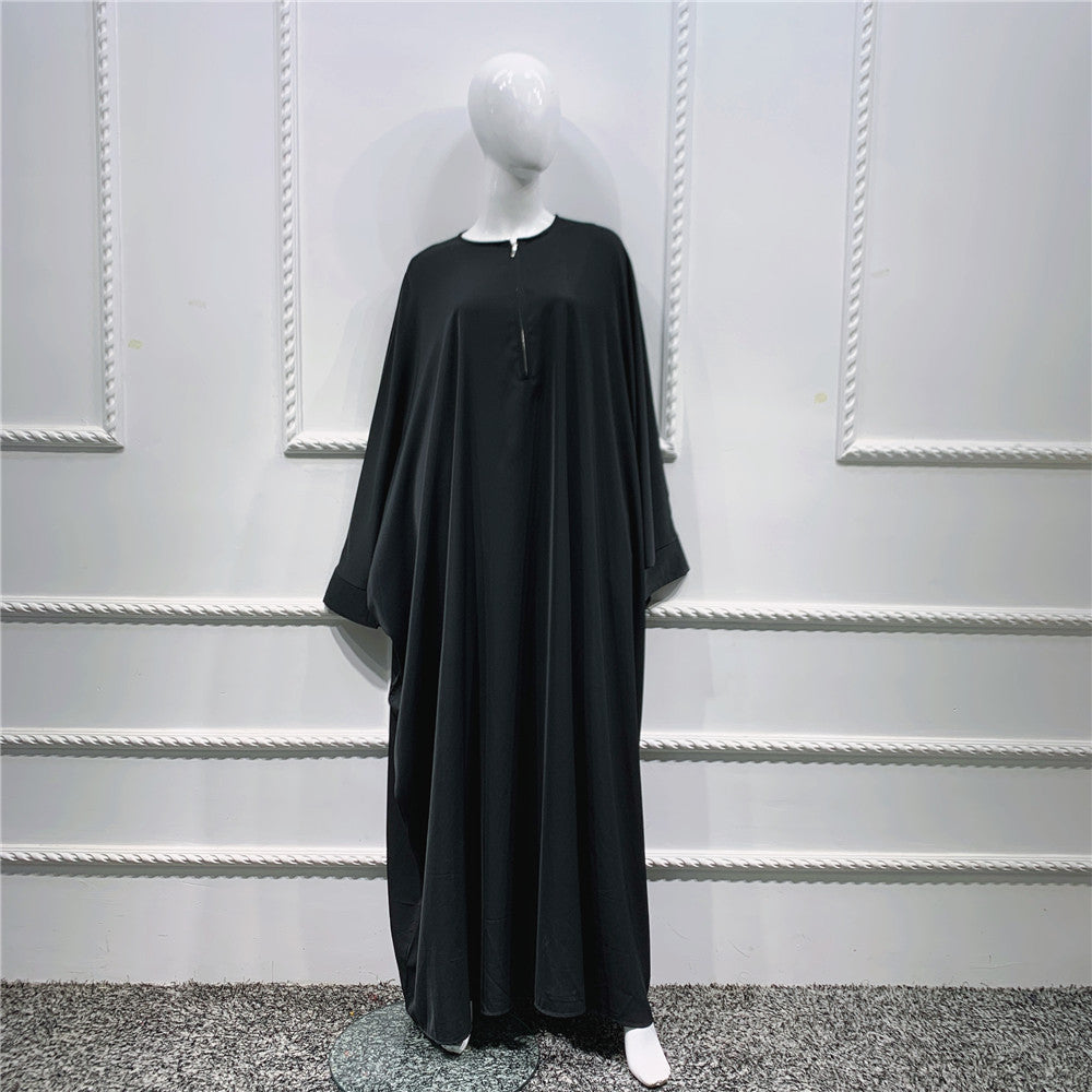 Large Swing Solid Color Batwing Sleeve Dresses