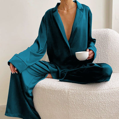 Women's Silk Comfort Breathable Two-piece Set French Suits