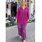 Women's Fashion Loose Cotton Linen Long-sleeved Casual Suits