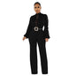 Women's Wear Belt Lace Cutout Solid Color Suits
