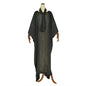Women's Beaded Silk Satin Round Neck Wide Batwing Sleeve Plus Size