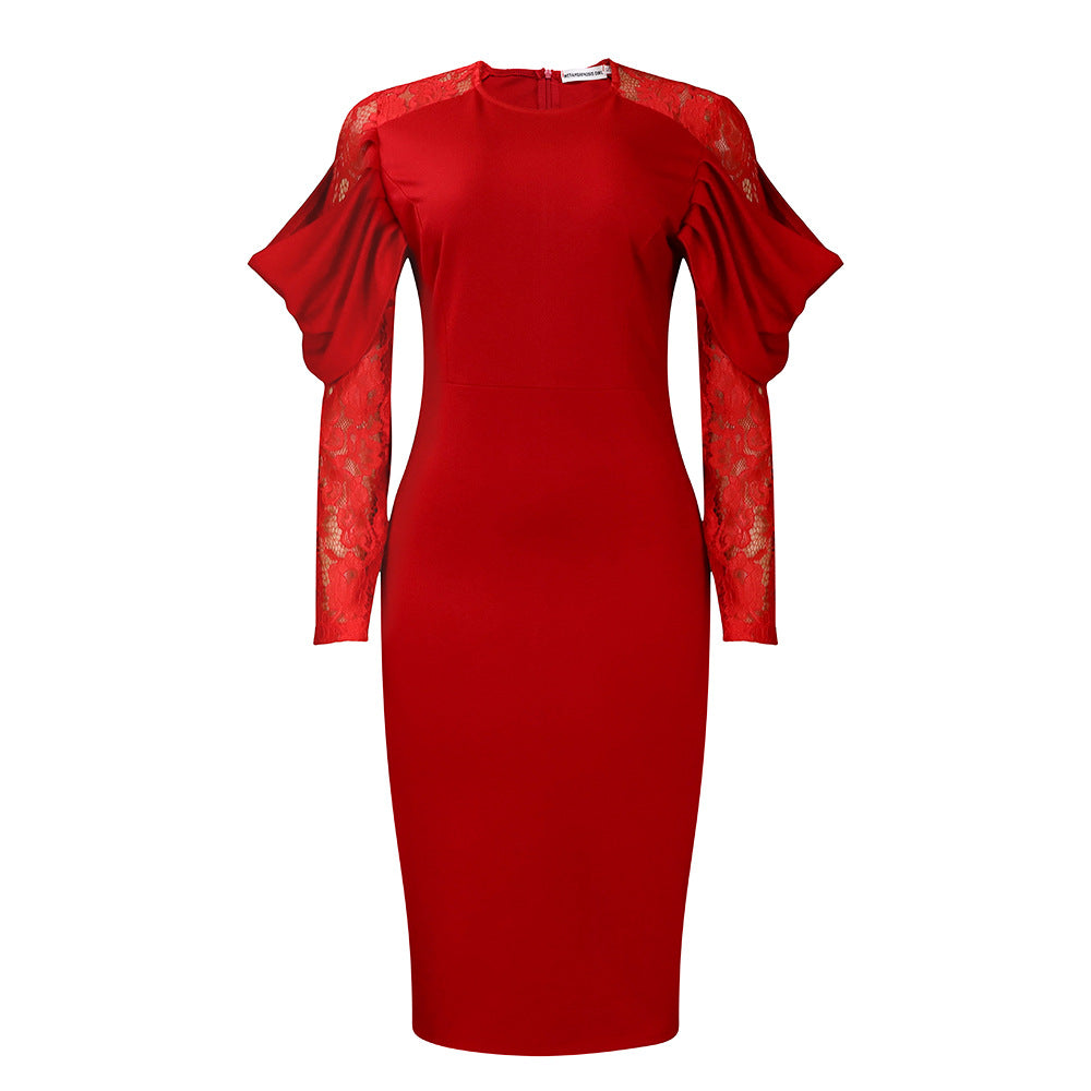 Women's Temperament Lace Slim Fit Patchwork Sexy Dresses