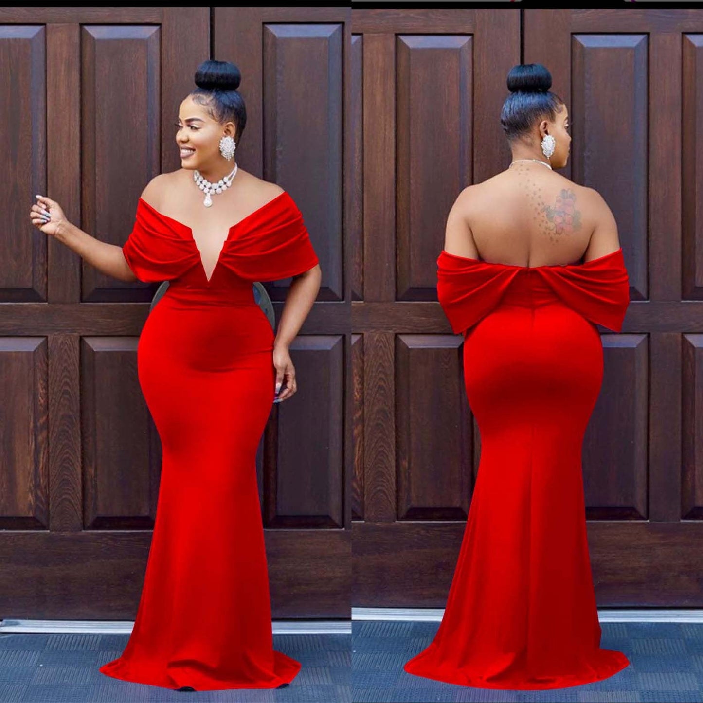 Women's Fashion Wear Solid Color Deep Backless Dresses