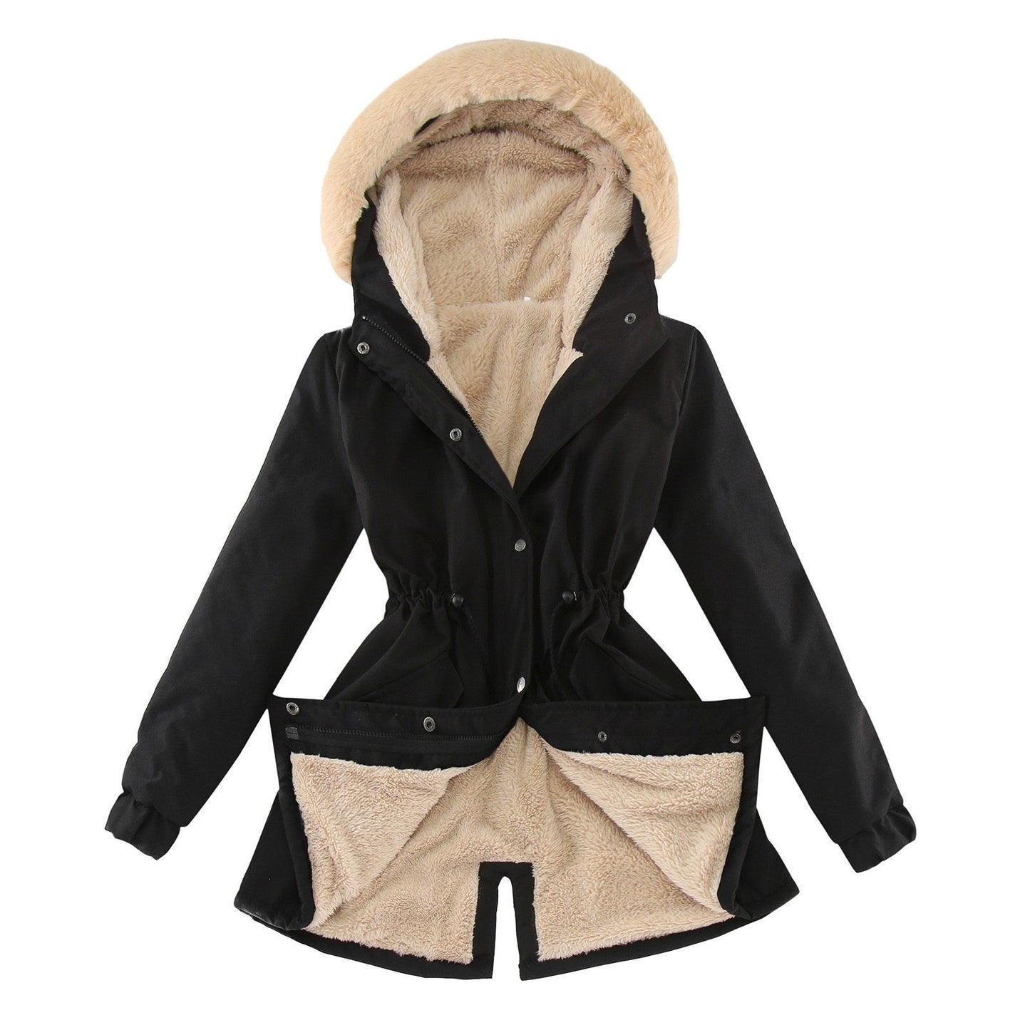 Women's Clothes Mid-length Hooded Winter Lamb Wool Coats