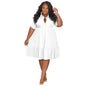 Women's Summer Solid Color Polo Collar Single-breasted Dresses