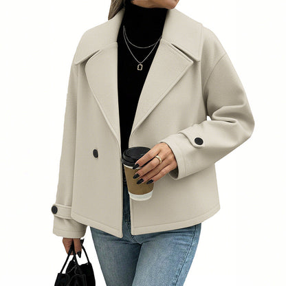 Casual Simplicity Style Double Breasted Solid Coats
