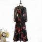 Women's Retro Printed Light Luxury Rhinestone Single-breasted Dresses