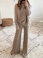 Women's Color Round Neck Long Sleeve Casual Suits