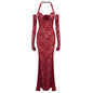 Summer Halter Backless Red Lace Fishtail Dresses