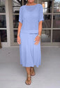 Chic Knitted Empty Dress Casual Solid Color Suits