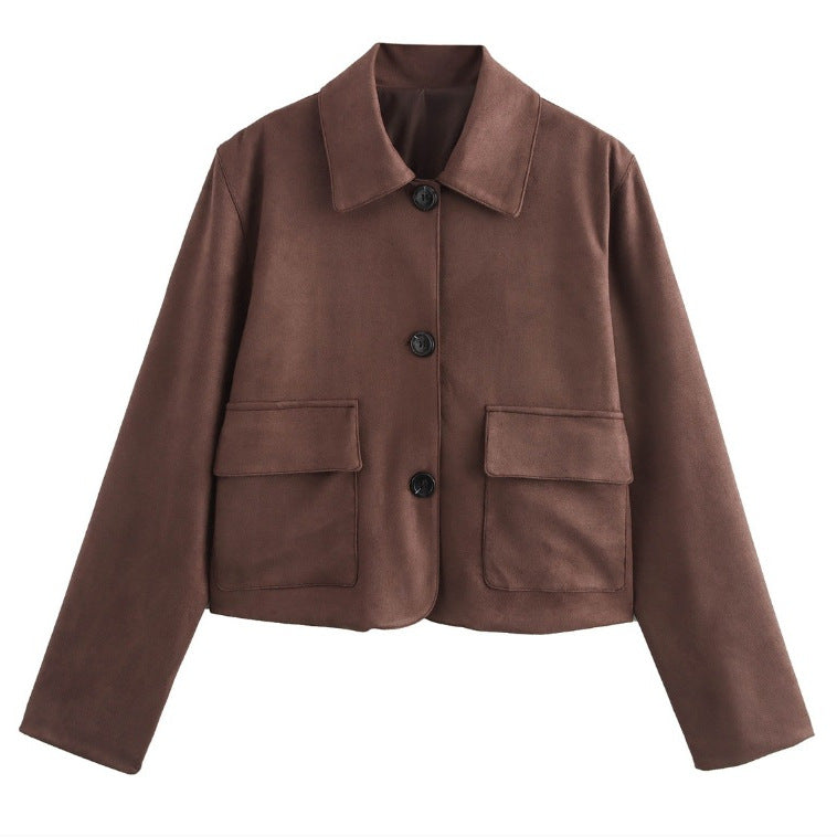 Women's Fashionable Old Money Style Suede Jackets