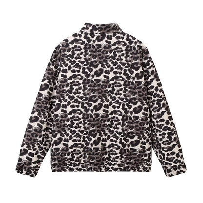 Women's Winter Leopard Print Zipper Cotton Coats