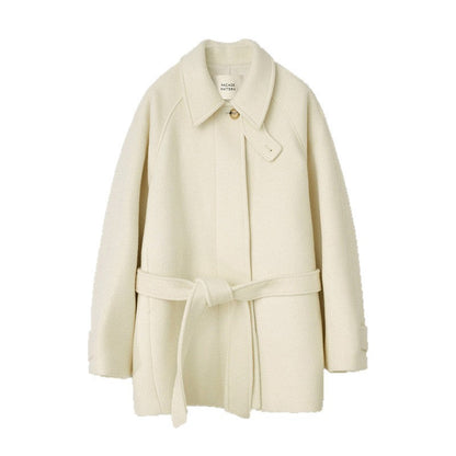 Women's Small Woolen Loose Slimming Stand Collar Coats