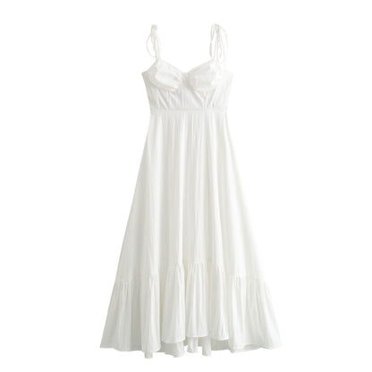 Women's Summer Fashion Laminated Decoration Poplin Sleeveless Dresses
