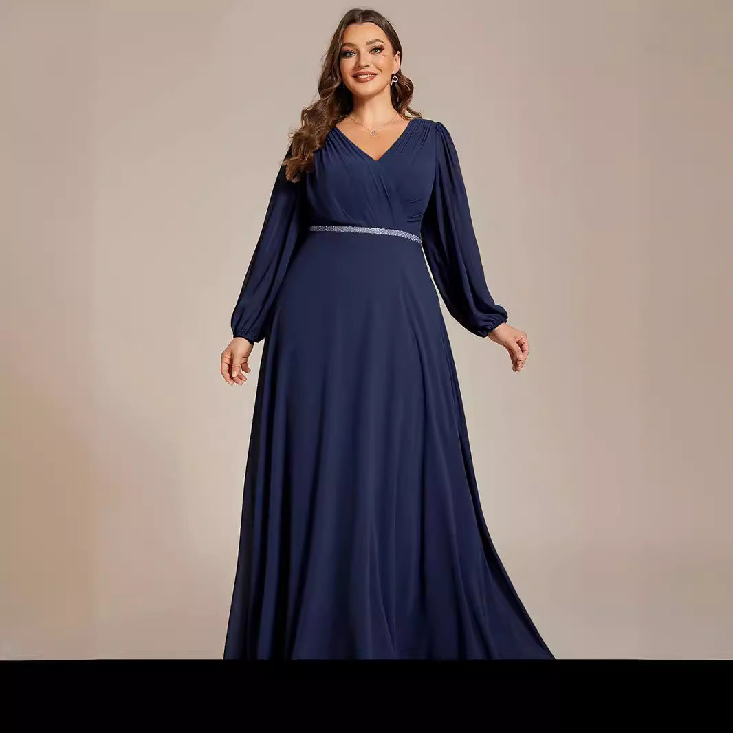 Women's Autumn Chiffon Large Long-sleeved Dress Dresses