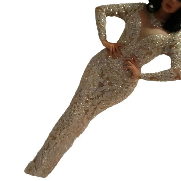 Women's Slim Bronzing Long Sleeve Sexy Dress Dresses