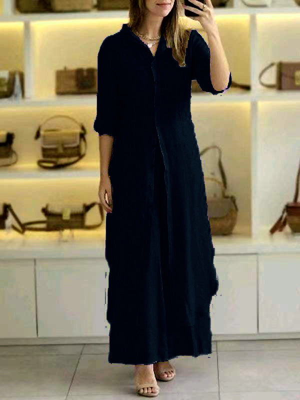 Linen Tight Waist Long Shirt Wide Suits