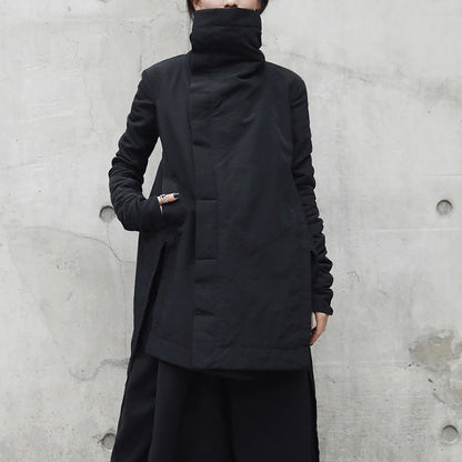 Women's Cool Dark Style Irregular Winter Turtleneck Thin Coats